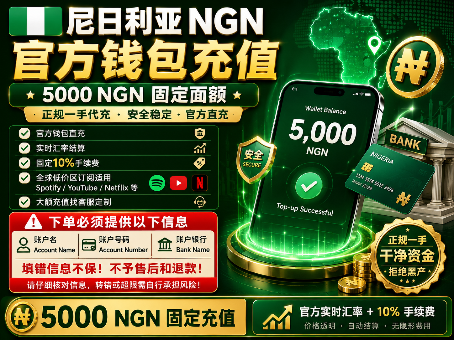 尼日利亚 NGN 官方钱包充值服务