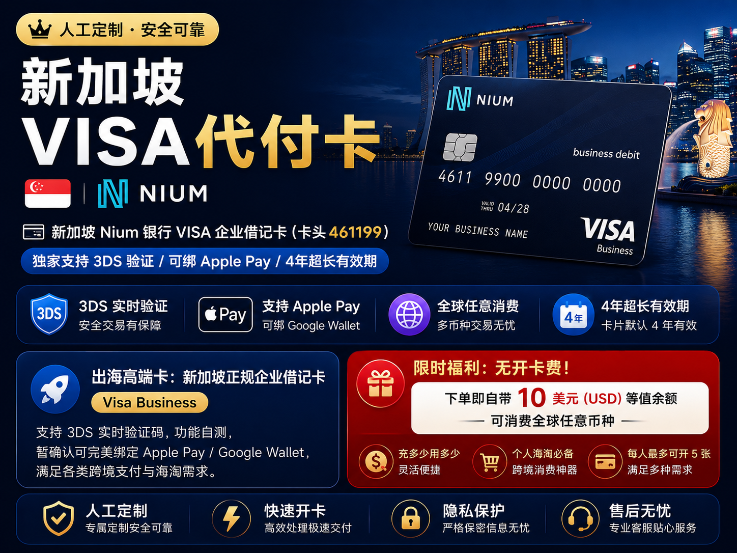 新加坡VISA USD卡