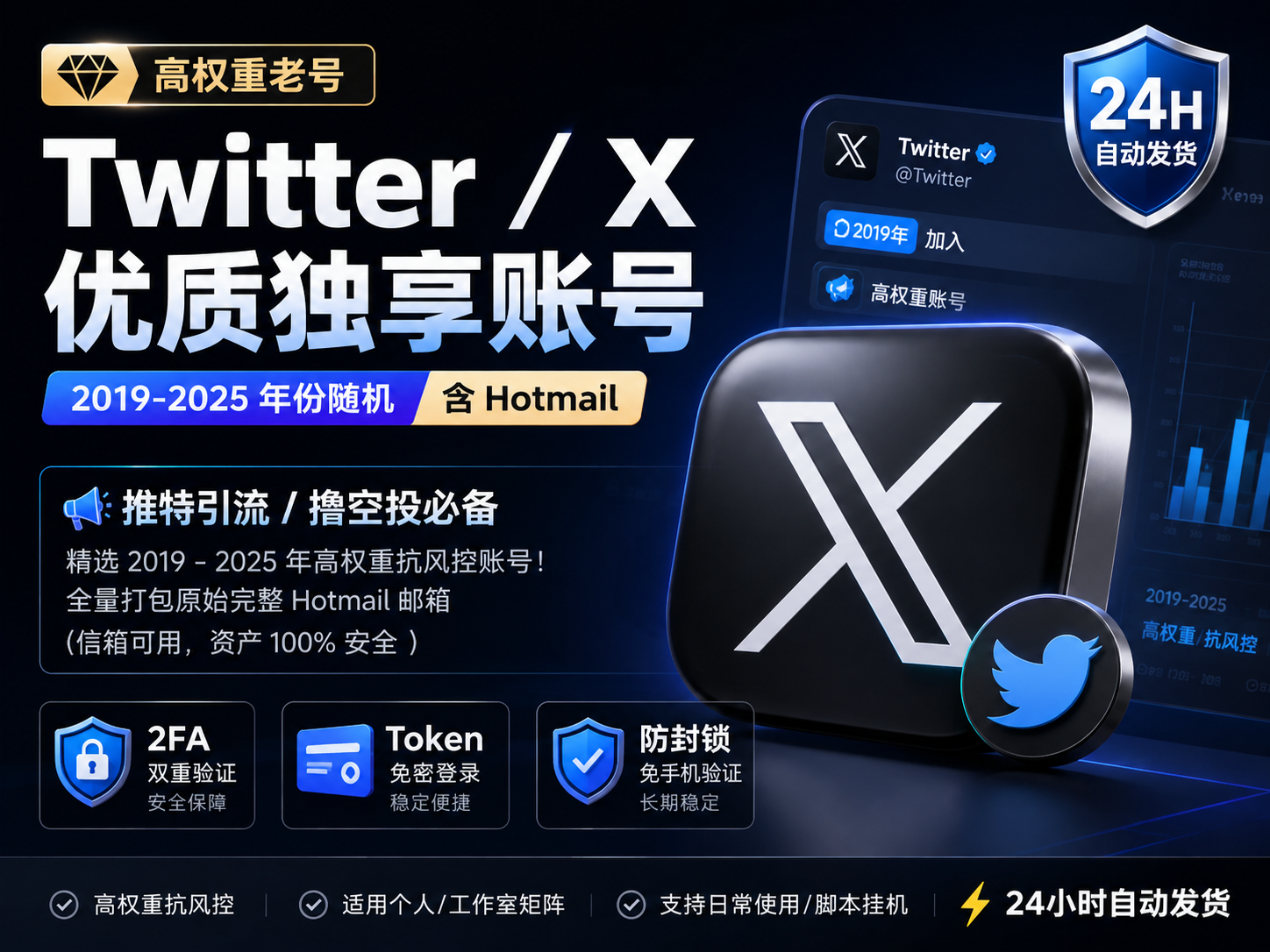 Twitter / X 优质独享账号 [高权重老号]