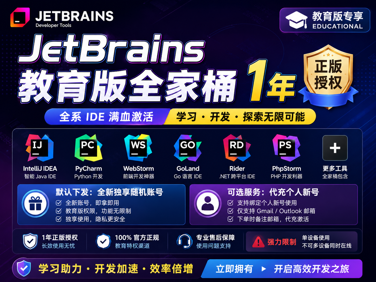 JetBrains 教育版全家桶[1年正版授权]