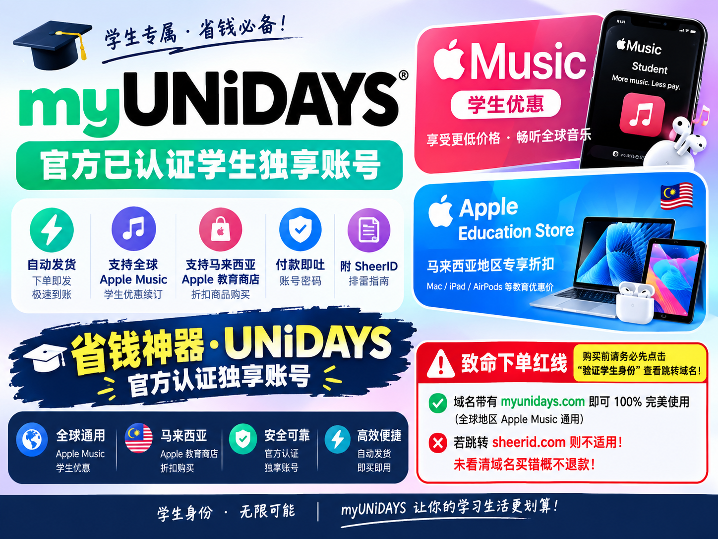 myUNiDAYS 官方已认证学生独享账号