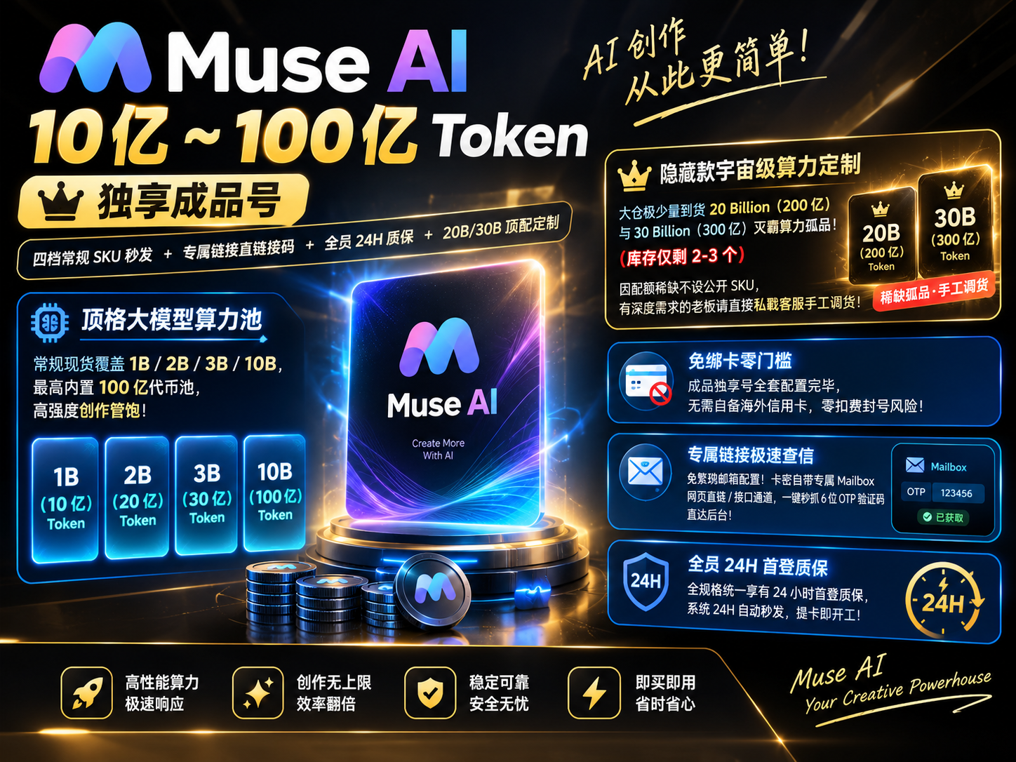 Muse AI 独享成品号 [全员 24H 质保]